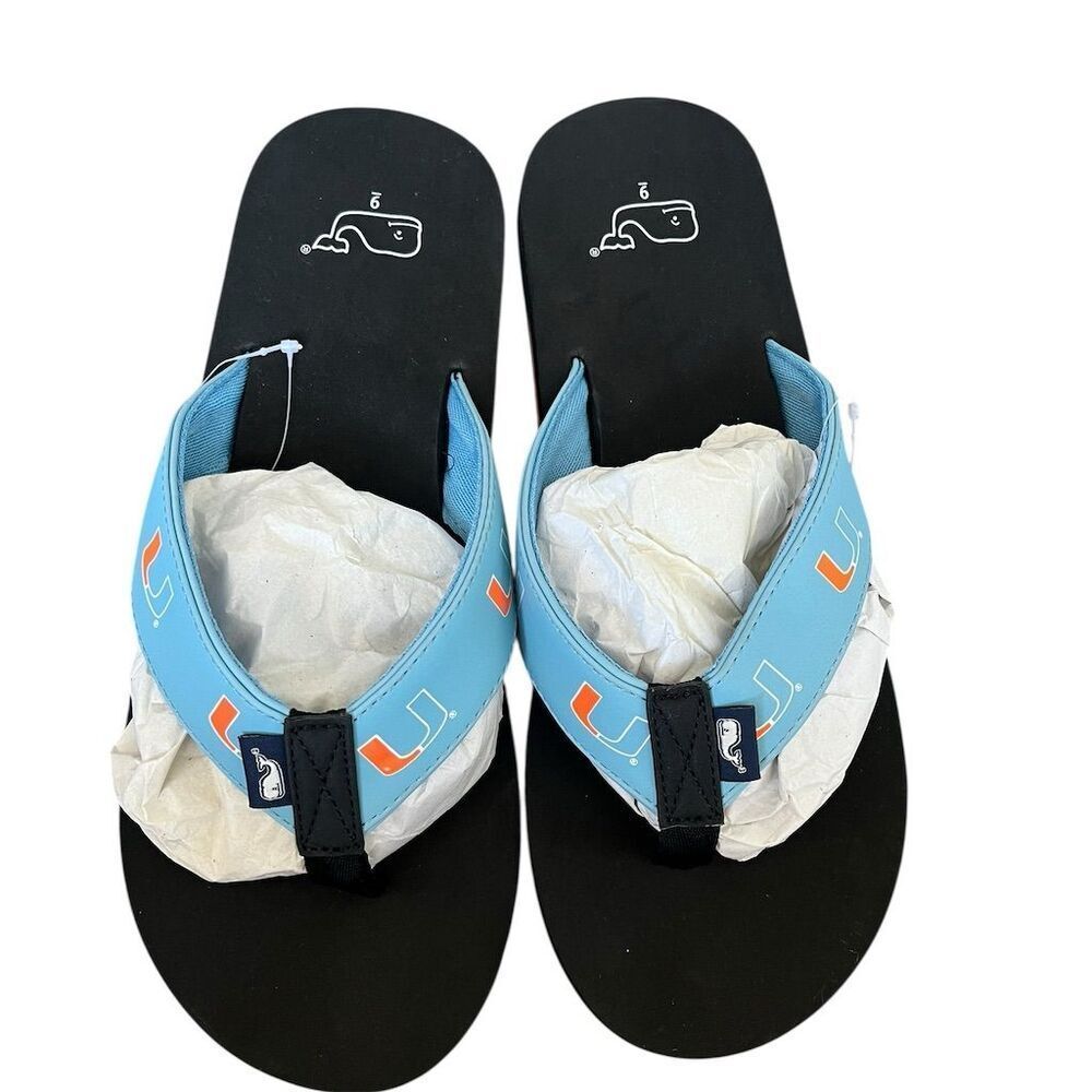 NEW VINEYARD VINES UNIVERSITY OF MIAMI LOGO SANDALS MENS SIZE 9